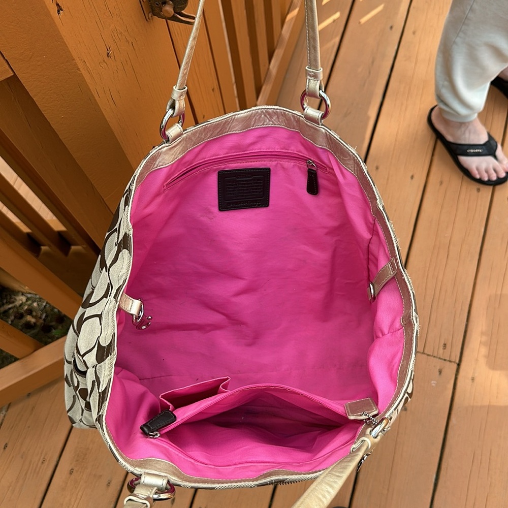 COACH Gabby Signature Large Carryall Tote Bag with Leather Trim - Picture 9 of 15